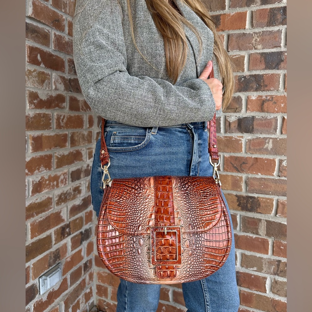 NWT Brahmin Cynthia Whiskey Ombre Mini Melbourne Crossbody Leather